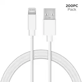 HyperGear - USB to MFi Lightning Rounded Cable 3ft Bulk 200pc Pack - White