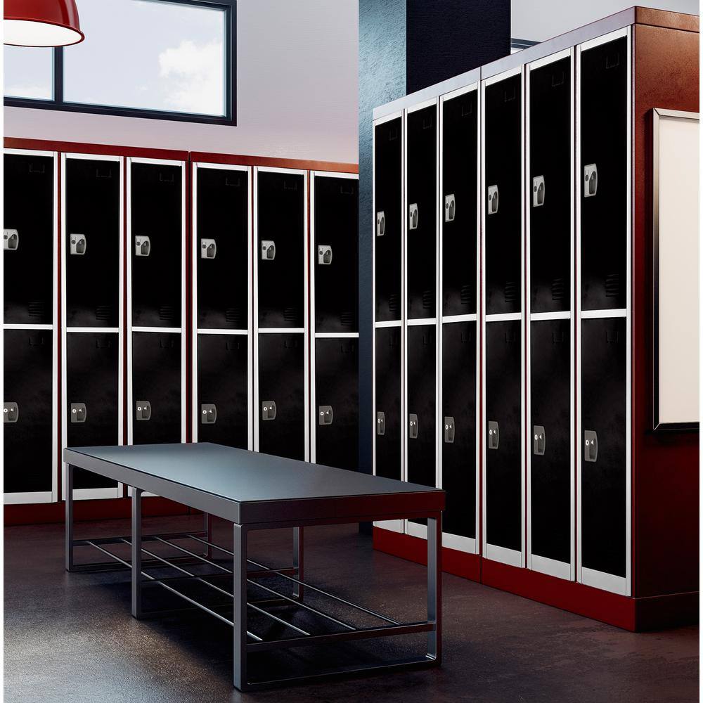 Alt View 1. AdirOffice - Storage Locker 629-Series 72" H 2-Tier Steel Key Lock 2-Shelf Locker with Key Lock, 4/Pack - Black.