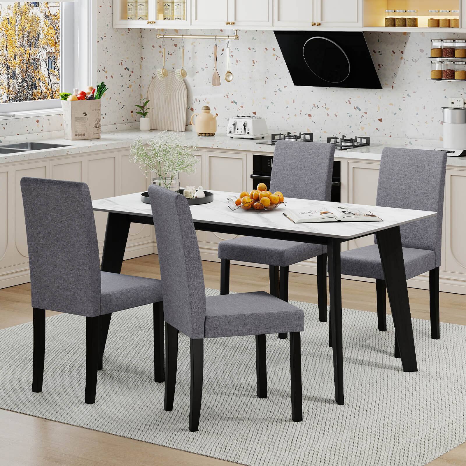 Alt View 3. Costway - Costway Dining Chair Set of 2 Fabric Upholstered Rubber Wood Legs Side Armless - Black.