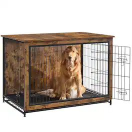 Songmics Home - Dog Crate Furniture, 44.1" Side End Table, Modern Kennel for Dogs Indoor up to 80 lb - Rustic Brown