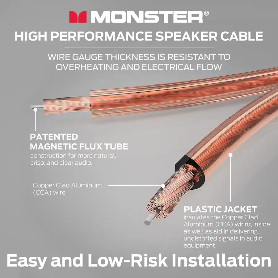 Monster XP Copper Clad Aluminum (CCA) Speaker Wire 14 Gauge Cable 100 ...