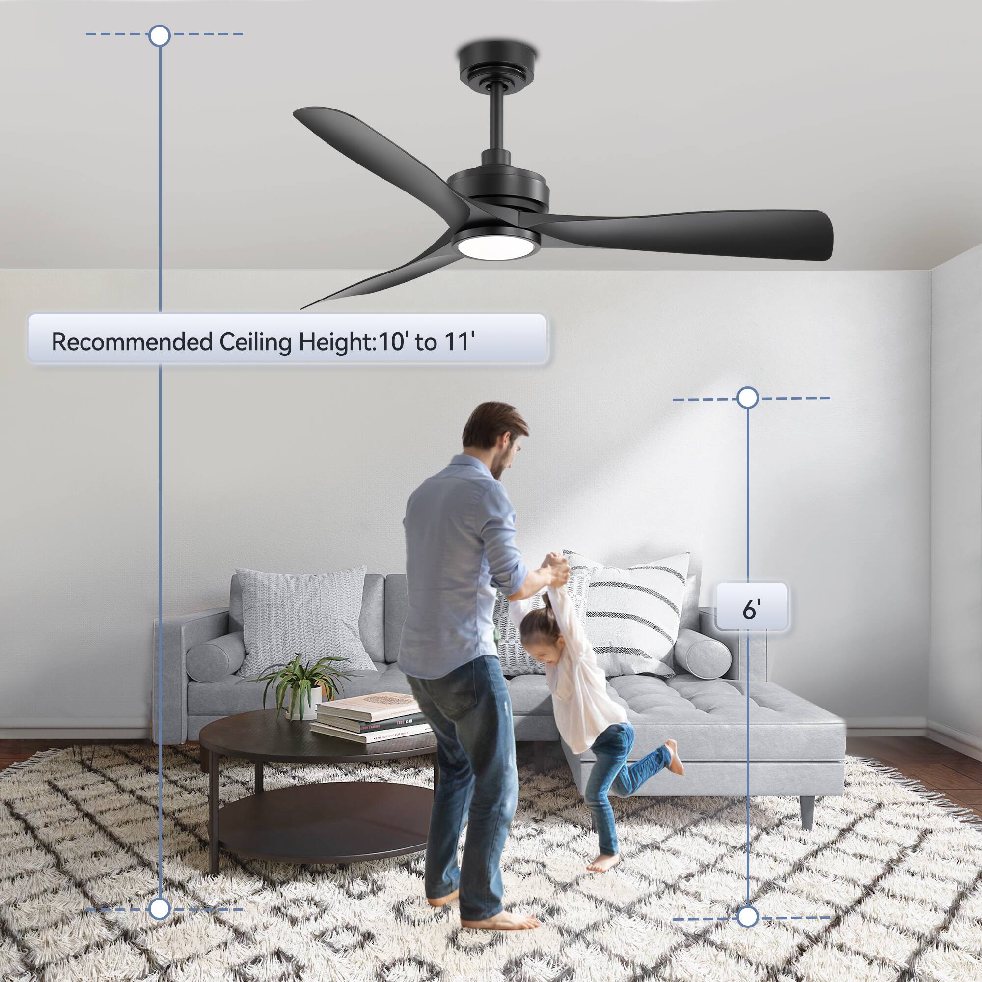 Recommended Ceiling Height: 10' to 11'

6'