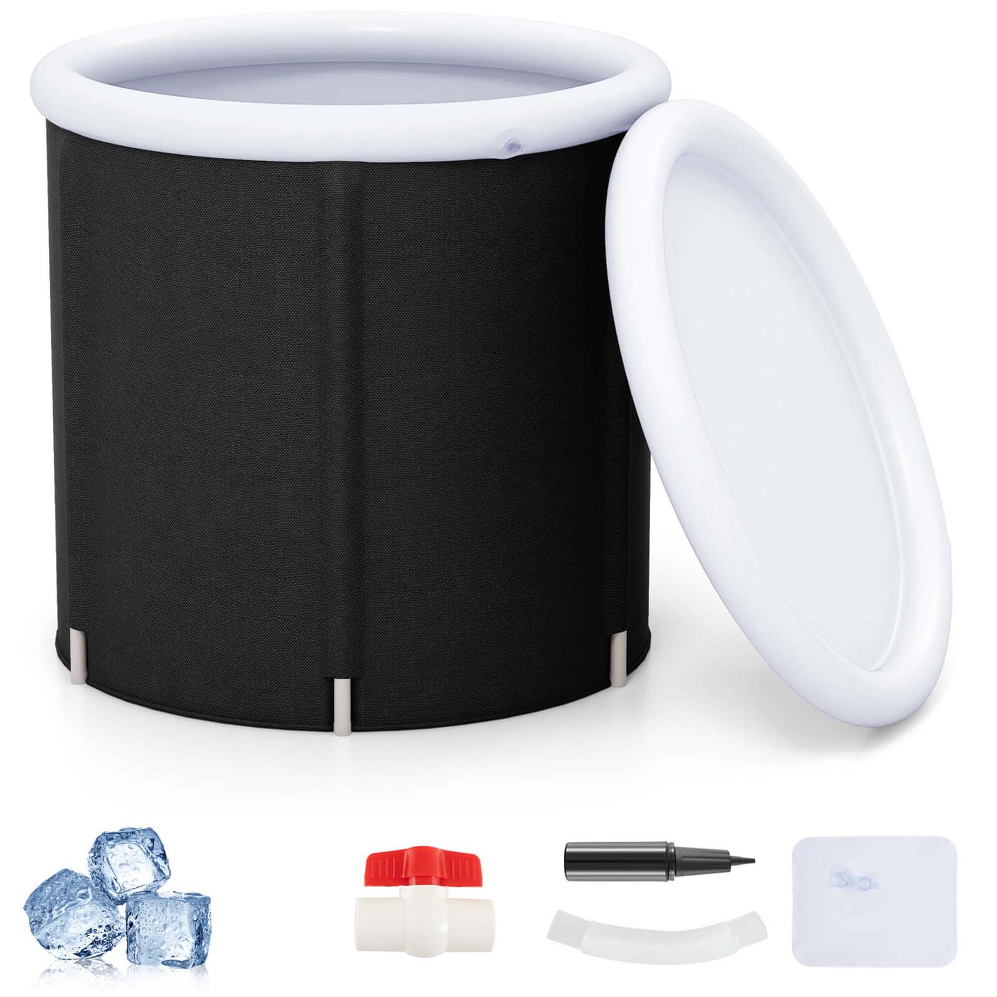 Front. Costway - Goplus Ice Bath Tub for Adult Outdoor Ice Plunge Tub with Lid 66 Gal Capacity - Black+White.