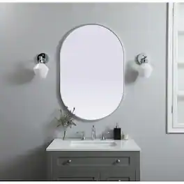 Elegant Decor - Metal Frame Oval Mirror 27x40 Inch - Silver