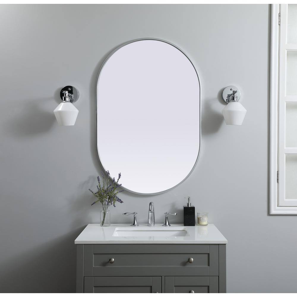 Elegant Decor - Metal Frame Oval Mirror 27x40 Inch - Silver