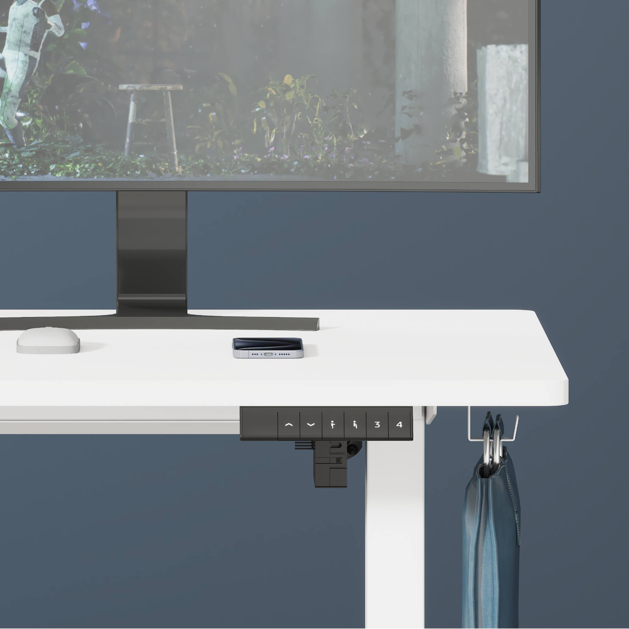 Back. FlexiSpot - FlexiSpot E2 48''W x 30''D Electric Adjustable Standing Desk Chipboard, White/White - White.