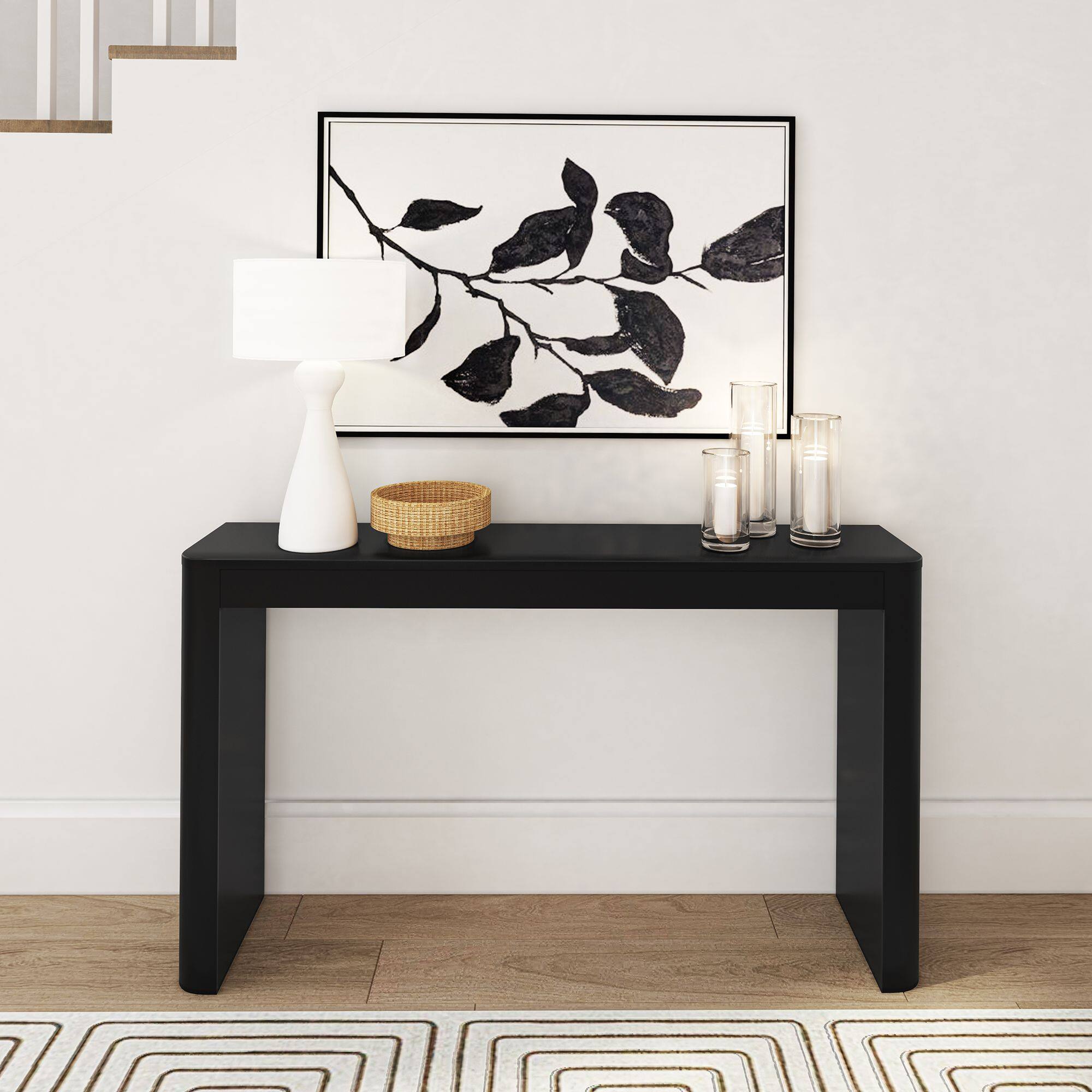 Alt View 1. Plank+Beam - Contour Console Table (56in / 1420mm), Black - Black.