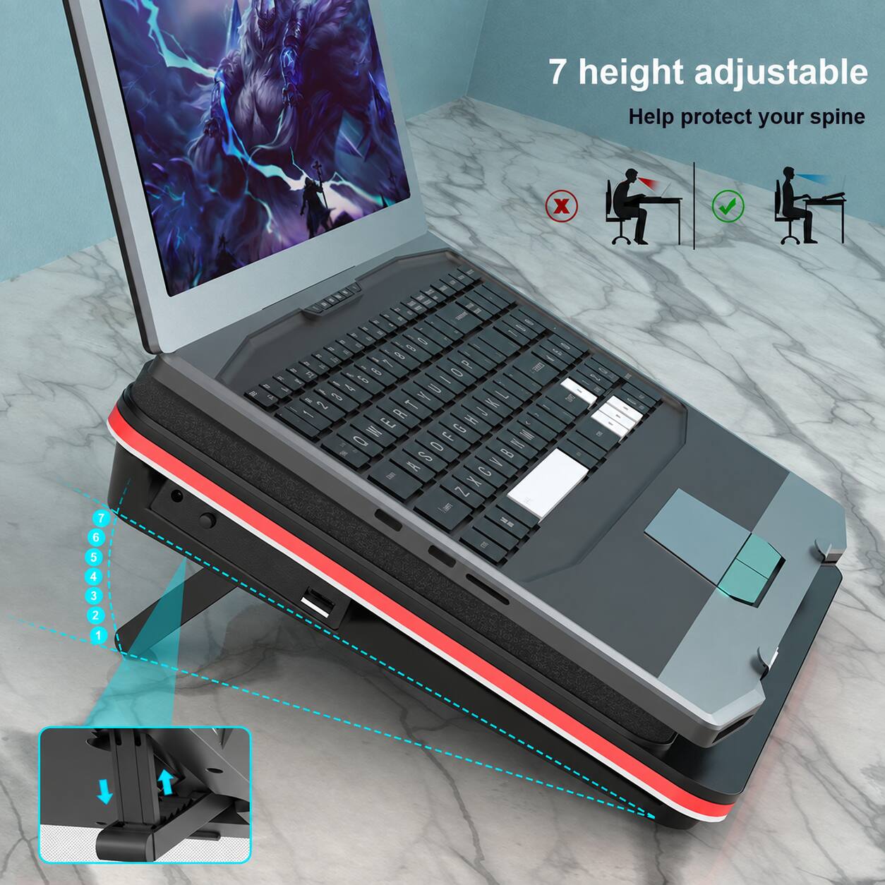 7 height adjustable  
Help protect your spine