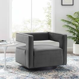 Booth Performance Velvet Performance Velvet Swivel Armchair by Modway - Gray