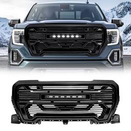 AMERICAN MODIFIED - Grille w/Lights for 2019-2021 GMC Sierra 1500 Base, SLE, & SLT - Glossy Black