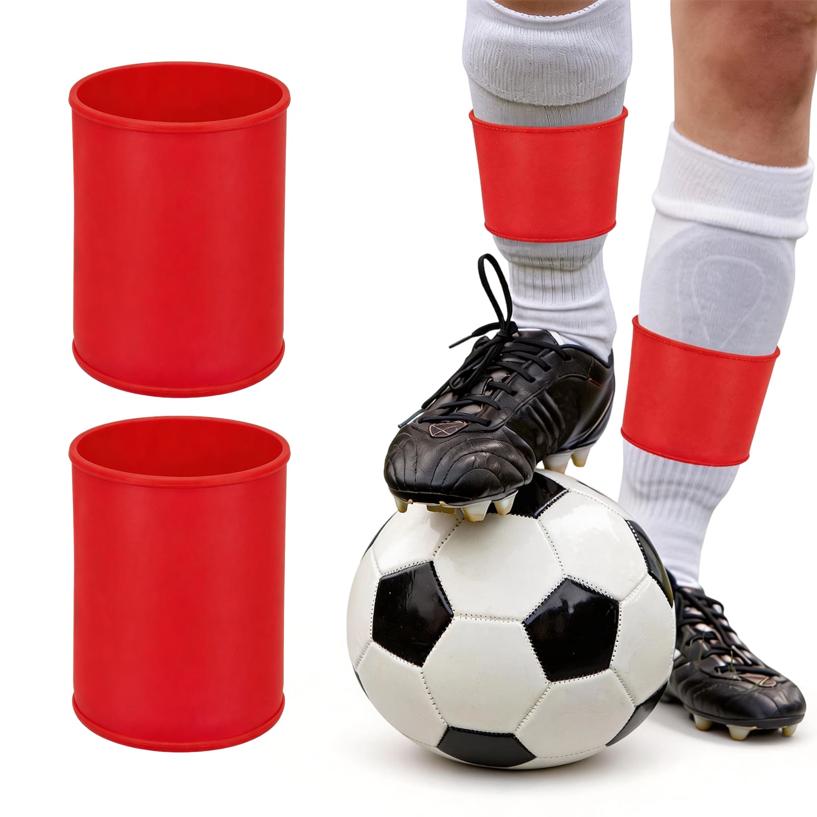 Unique Bargains - Silicone Soccer Leg Bands, Non-Slip Shin Guard Straps to Hold Guards Sleeves Sports Leg Band 1 Pair Size S - Red price history on PriceWatchPro