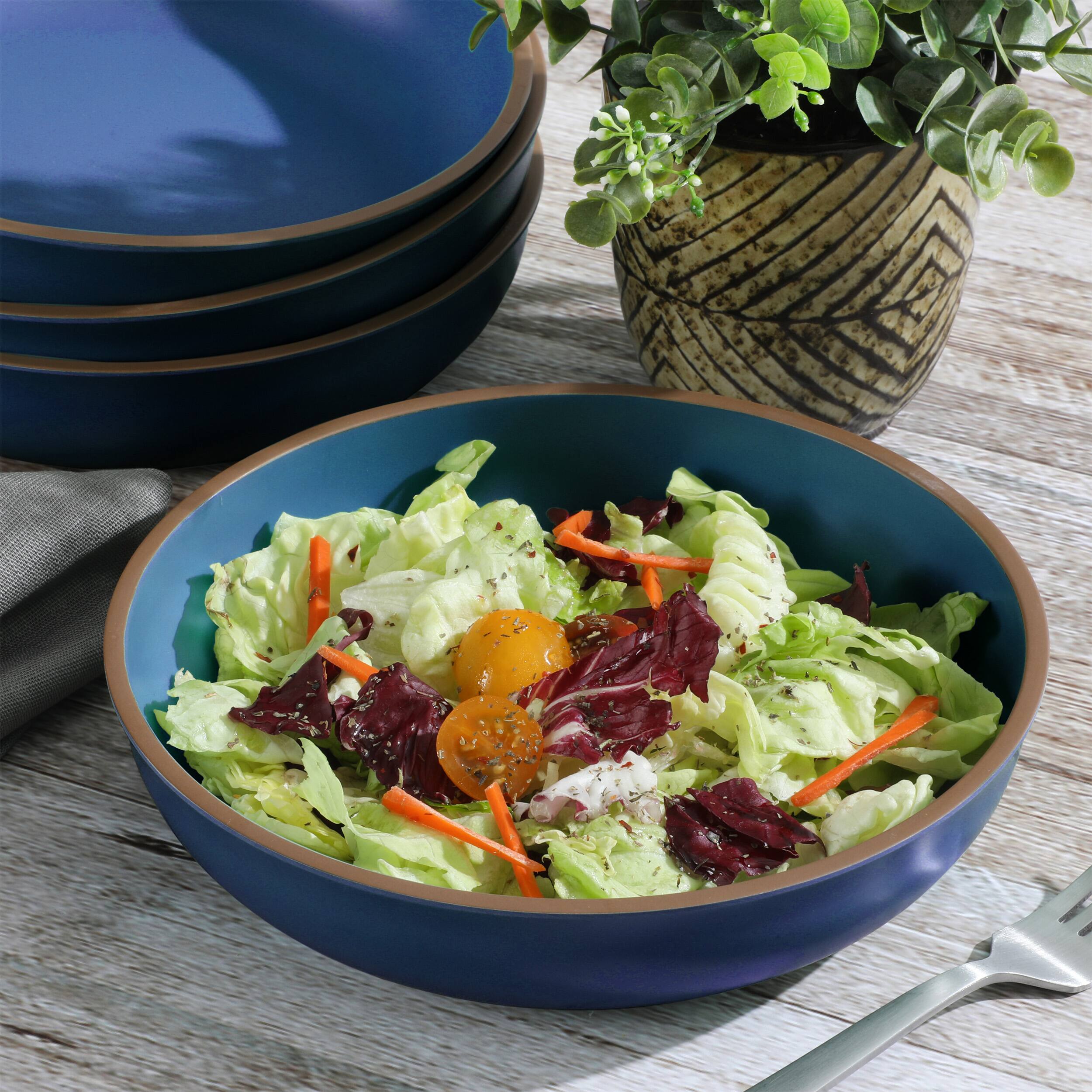 Alt View 3. Gibson - Gibson Home Rockabye 4 Piece 8.5 Inch Melamine Dinner Bowl Set In Blue - Blue.