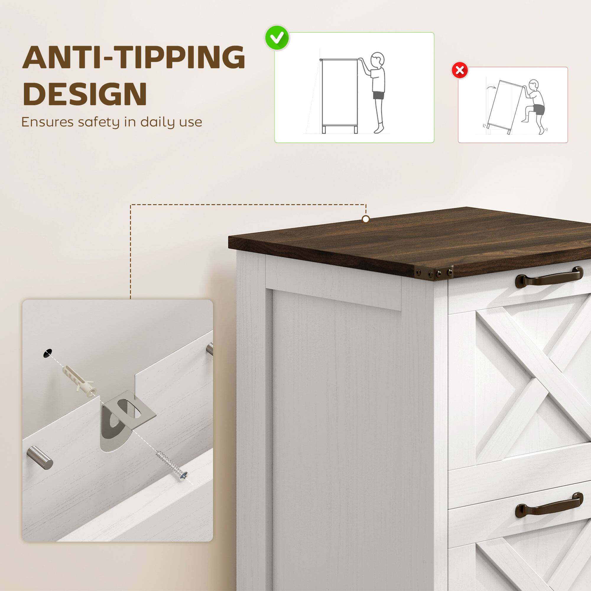 ANTI-TIPPING DESIGN  
Ensures safety in daily use