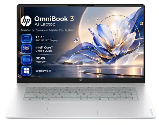 hp OmniBook 3 AI Laptop Smarter Performance. Brighter Possibilities.
17.3" FHD IPS LED Display
Intel Core Ultra 5 225U
DDR5 Memory
Windows 11
hp