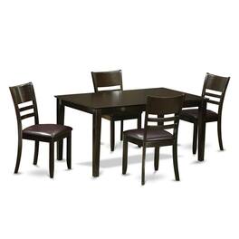 East West Furniture - 5 Pc Dining room set-Dining Table and 4 Chairs for Dining room - Cappuccino