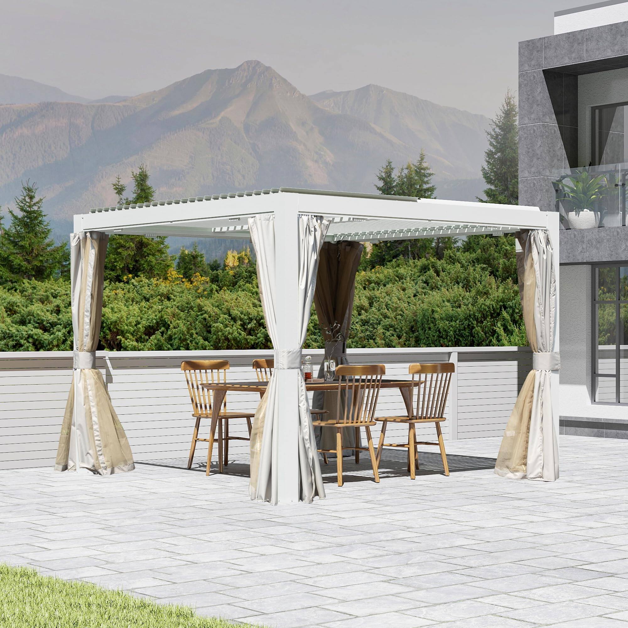 Alt View 6. Loheer - Loheer Outdoor Louvered Pergola 10x10 White Aluminum Pergola with Adjustable Louvers for Patio Backyard Deck.