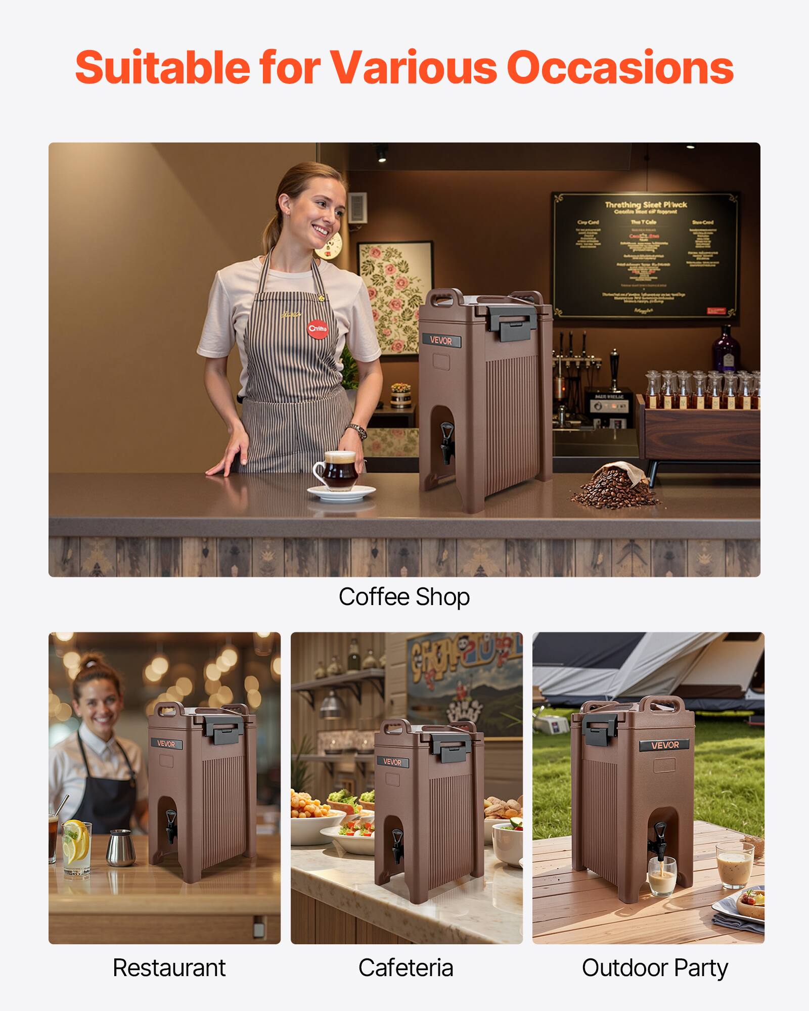 Suitable for Various Occasions

Coffee Shop

Restaurant

Cafeteria

Outdoor Party
