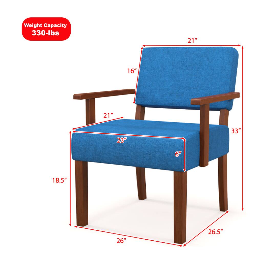 Weight Capacity: 330-lbs

Dimensions:
- Width: 33"
- Depth: 26.5"
- Height: 21"
- Seat Height: 18.5"
- Seat Depth: 23"
- Armrest Height: 21"
- Back Height: 16"
- Armrest Width: 6"