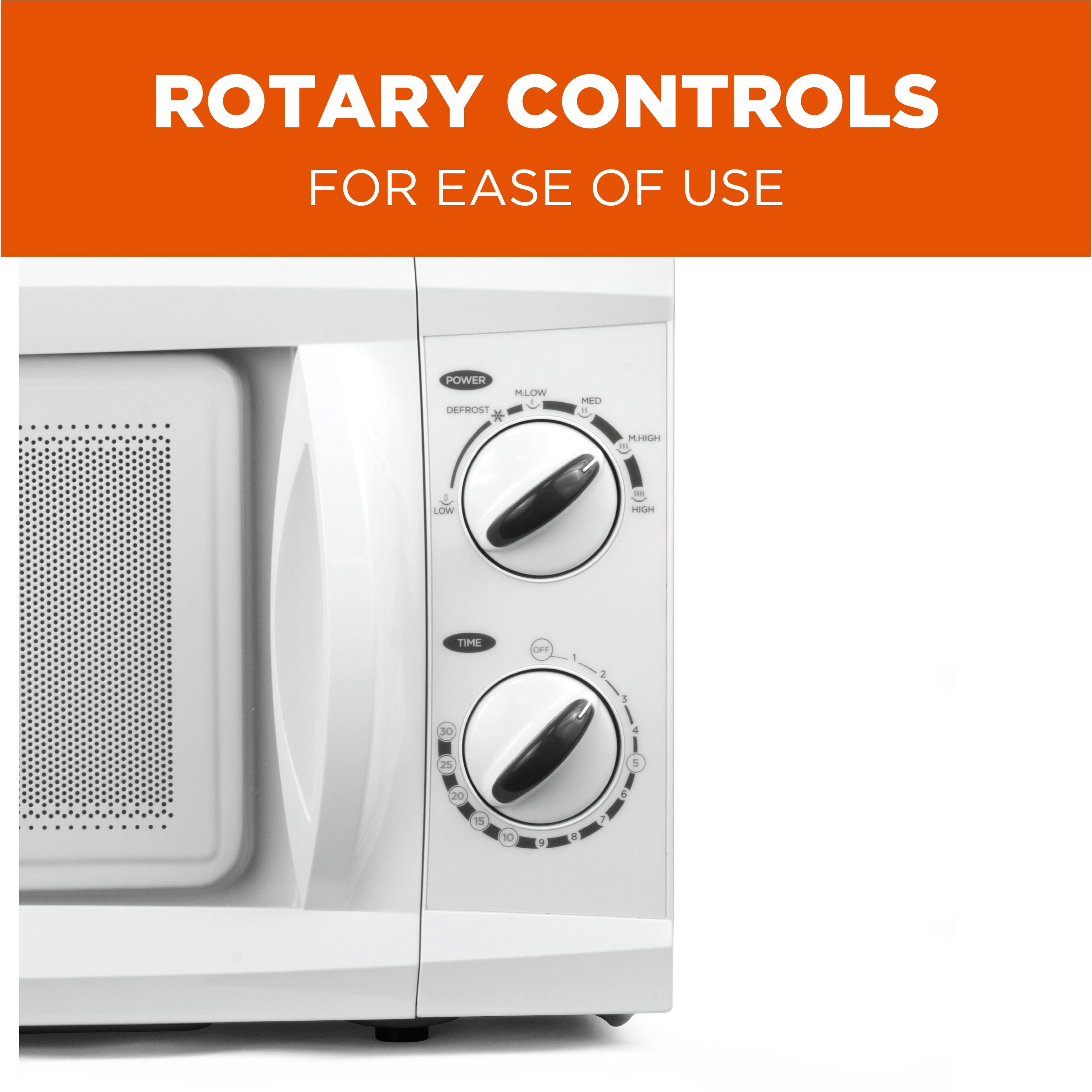 ROTARY CONTROLS FOR EASE OF USE
POWER DEFROST LOW MED HIGH
TIME 0 1 2 3 4 5 6 7 8 9 10 20 30