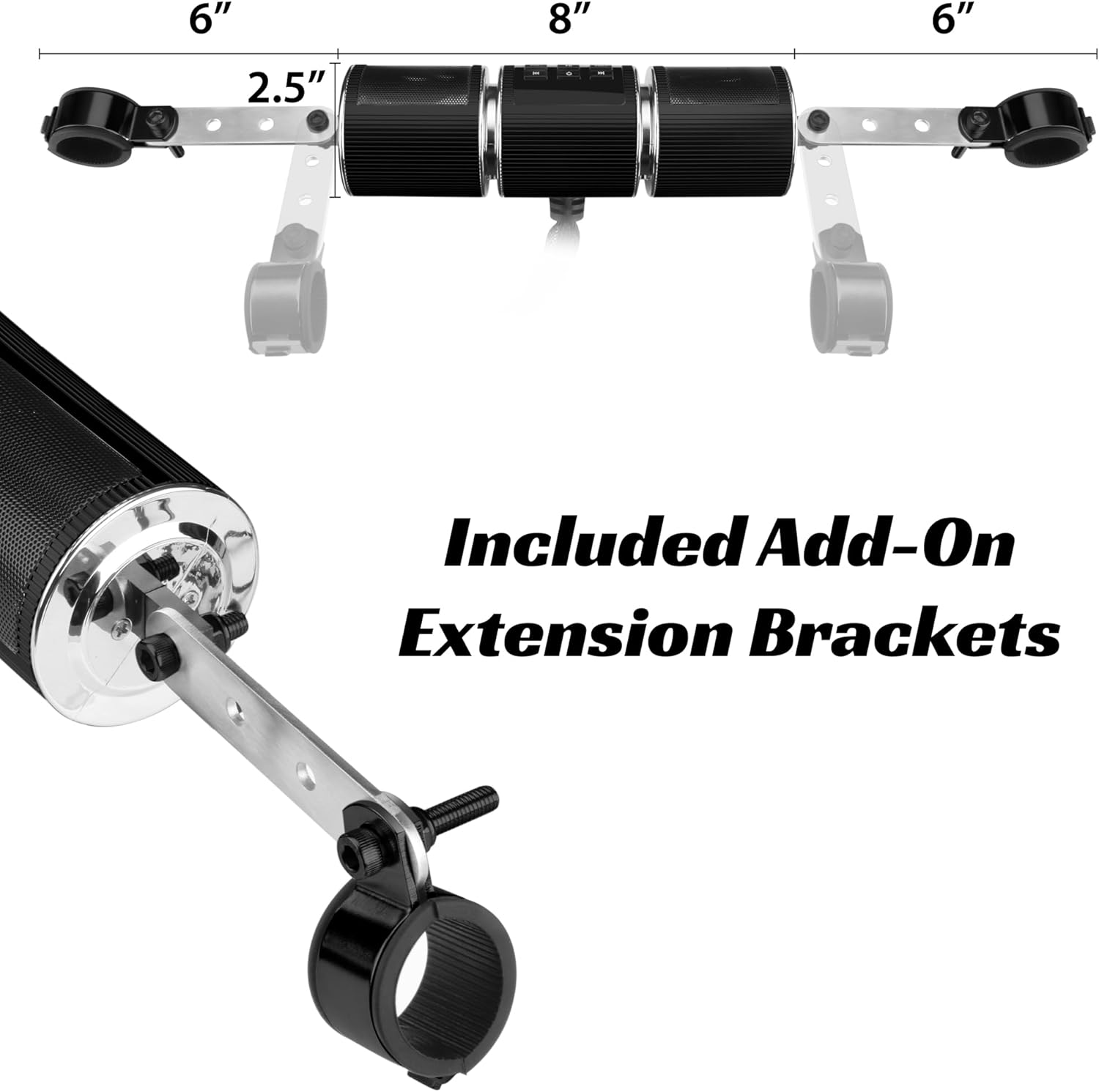 6" 8" 6" 2.5" Included Add-On Extension Brackets