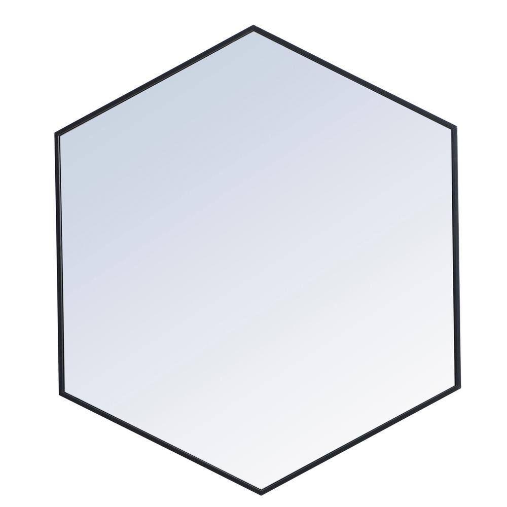 Alt View 2. Elegant Decor - Metal frame hexagon mirror 41 inch in Black - Black.