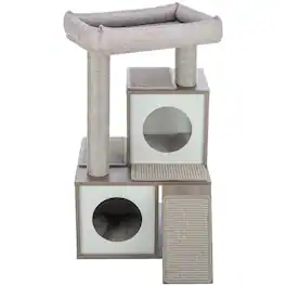 TRIXIE - Mali Sisal & Wood 34" Cat Tree with Scratching Posts & Pads, Condos, Ramp - Gray
