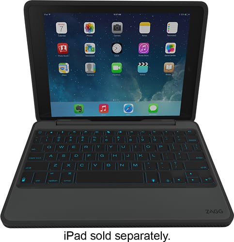 ZAGG - Rugged Folio Keyboard Case for Apple® iPad® Air - Black - Larger Front