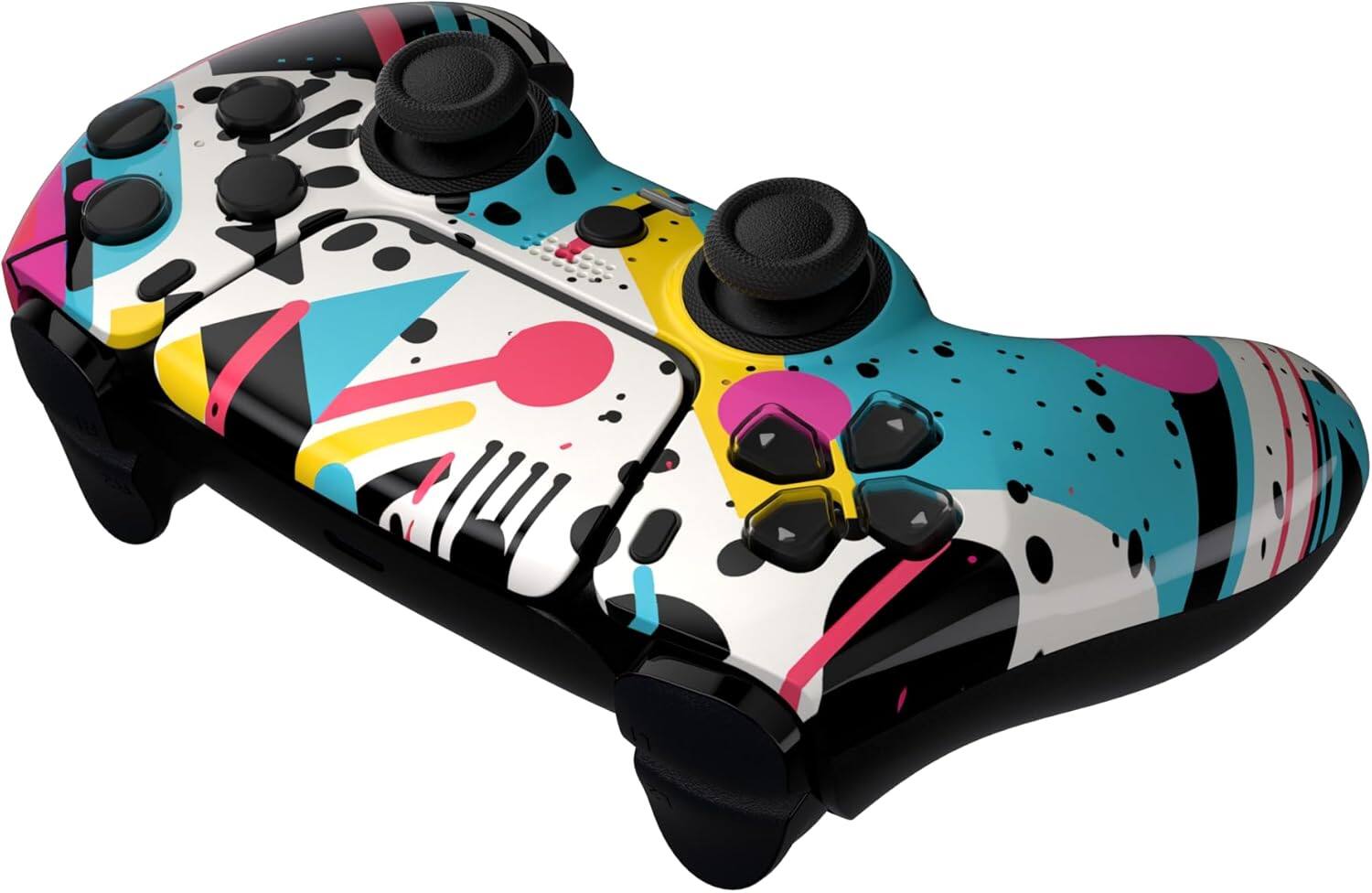 Back. Custom Controllerzz - Custom Wireless Controller for PS5 - Retro Abstract.