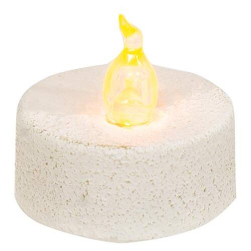 Front. BreeBe - White Textured Timer Tealight - White.