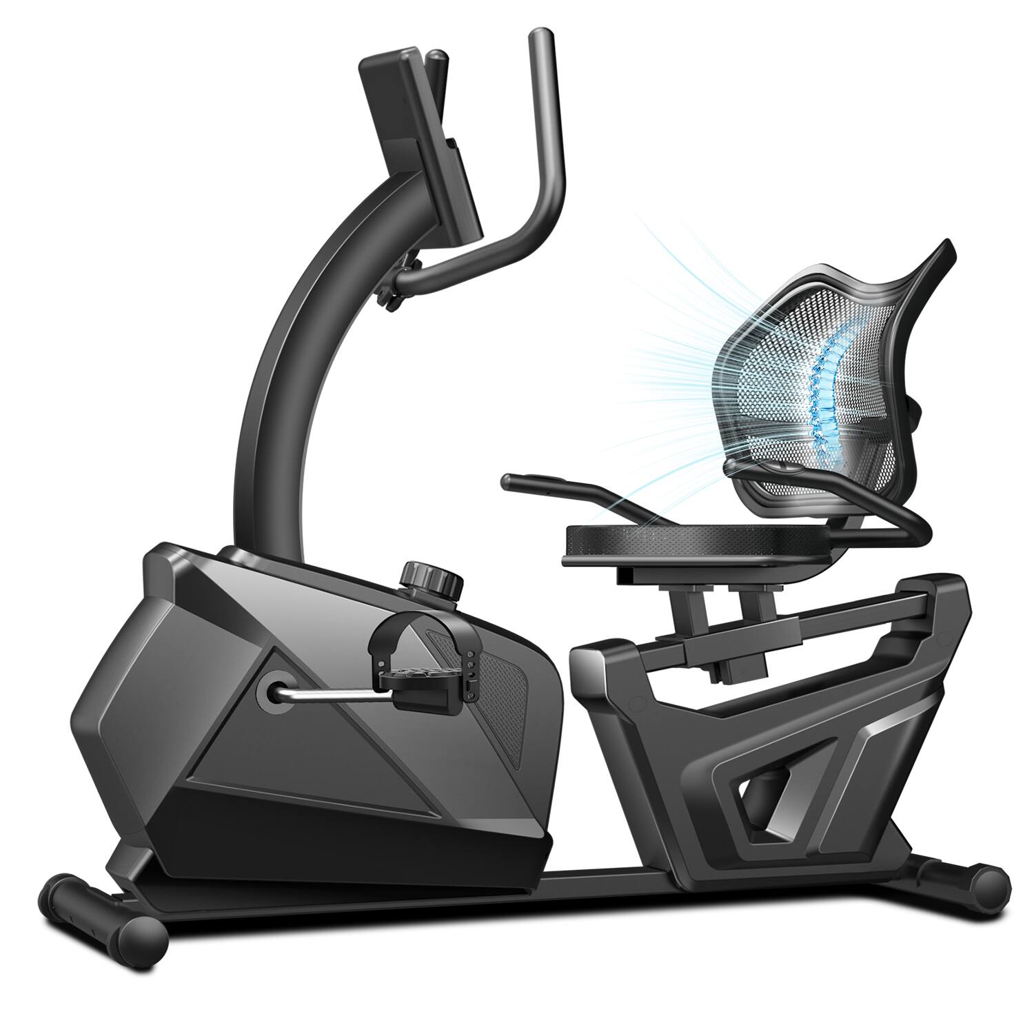 Left. ROBORE - CBR80 Recumbent Exercise Bike, Quiet Magnetic Home Stationary Bike, 16-Level Resistance, Heart Rate, LCD Display, 350lbs - Black.