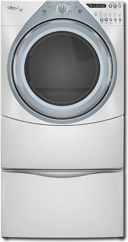 Front Standard. Whirlpool - Duet 7.0 Cu. Ft. 10-Cycle Super Capacity Plus Gas Dryer - White/Blue Metallic Water Drop.