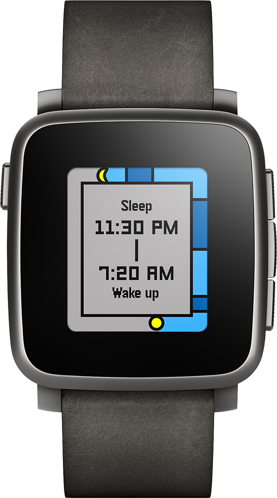 Best Buy: Pebble Time Steel Smartwatch 38mm Leather Black Leather ...