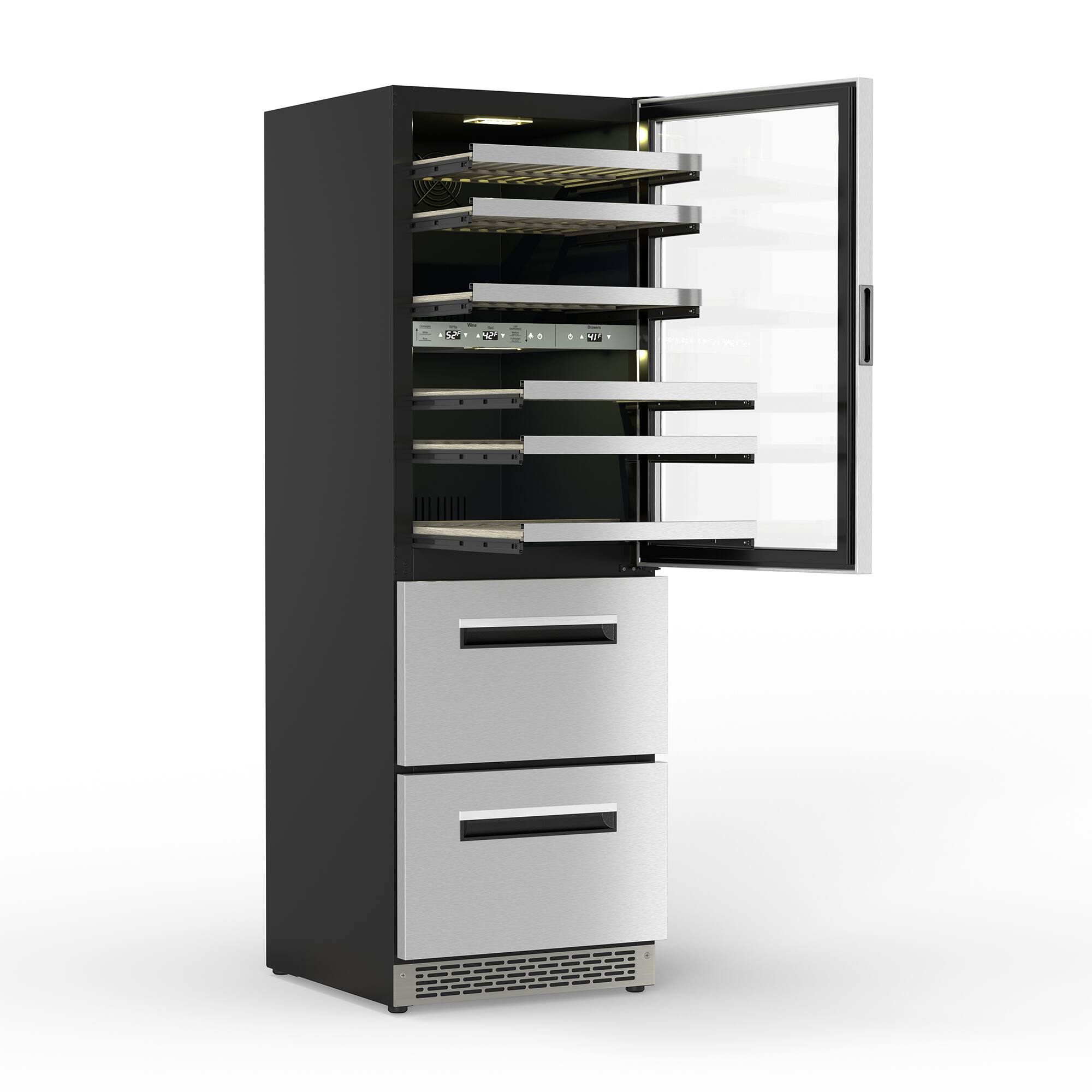 Alt View 3. Equator - Equator Connoisseurs Club 3-Zone 84 Bottle Wine Refrigerator+2 Drawers 110V - Silver.