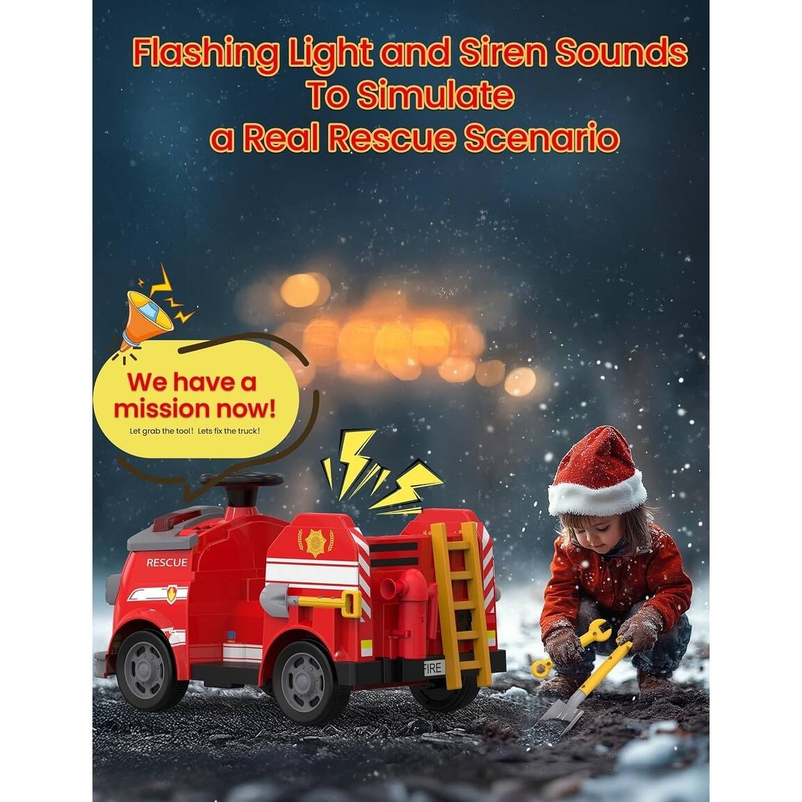 Flashing Light and Siren Sounds To Simulate a Real Rescue Scenario

We have a mission now!
Let grab the tool! Let's fix the truck!

RESCUE FIRE