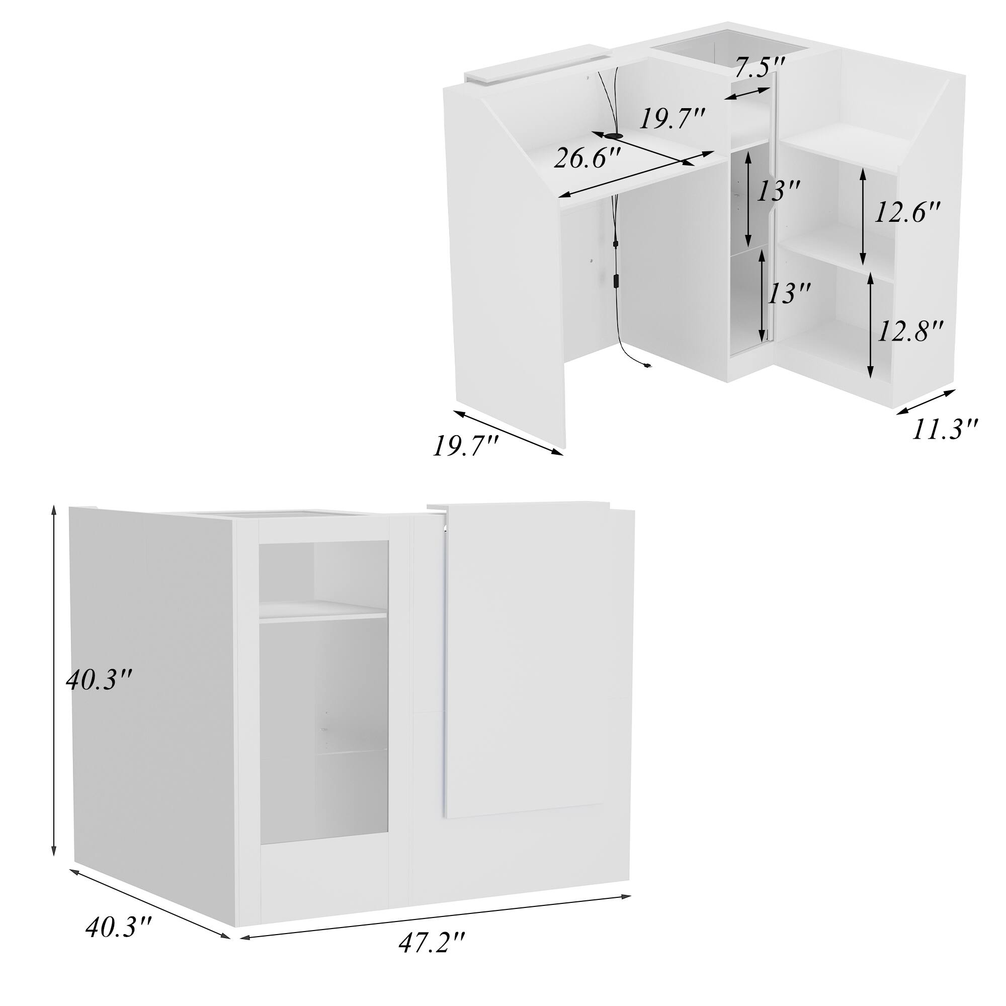 7.5"  
19.7"  
26.6"  
13"  
12.6"  
13"  
12.8"  
11.3"  
40.3"  
40.3"  
47.2"