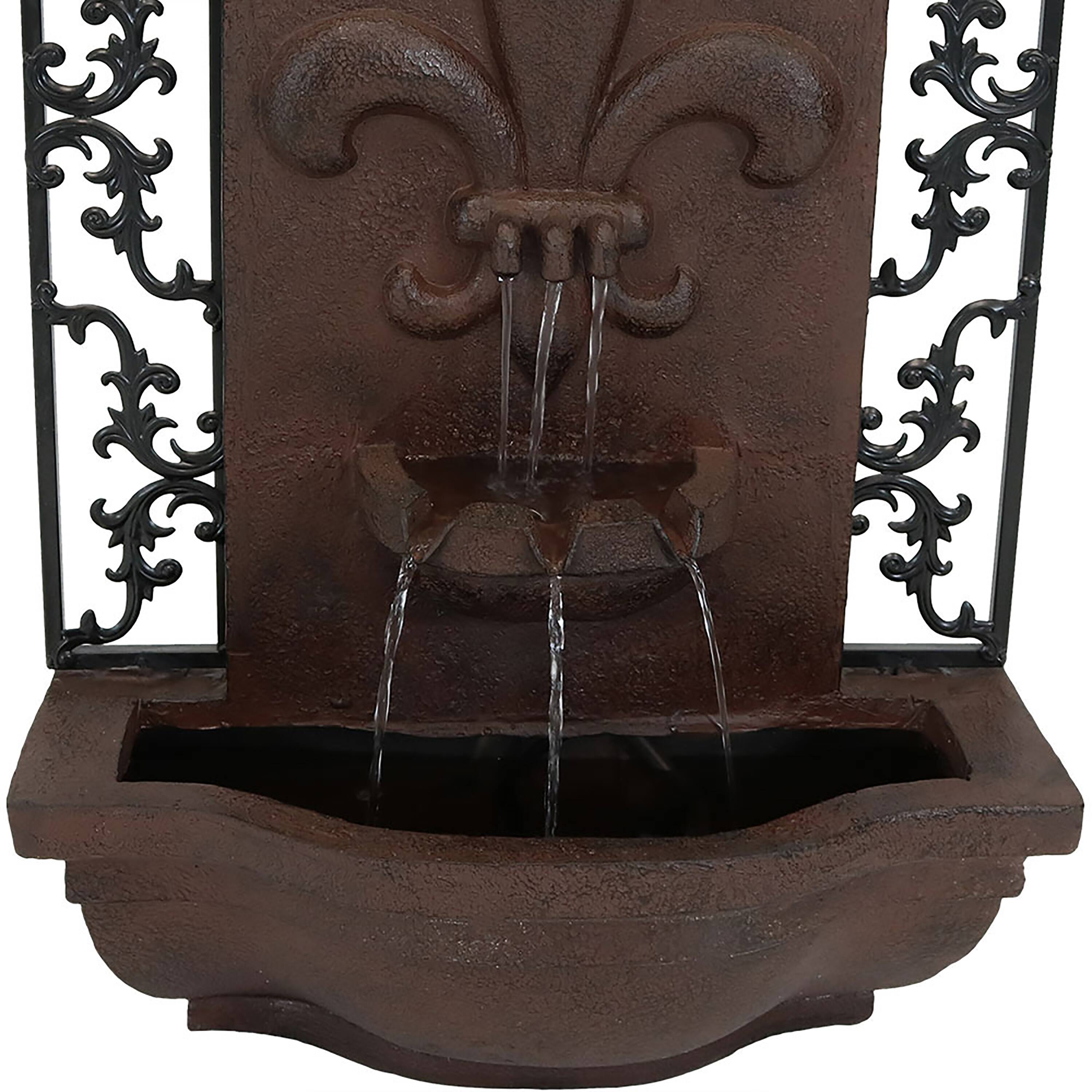 Alt View 6. Sunnydaze - French Lily Polystone Outdoor Wall Fountain - Iron.
