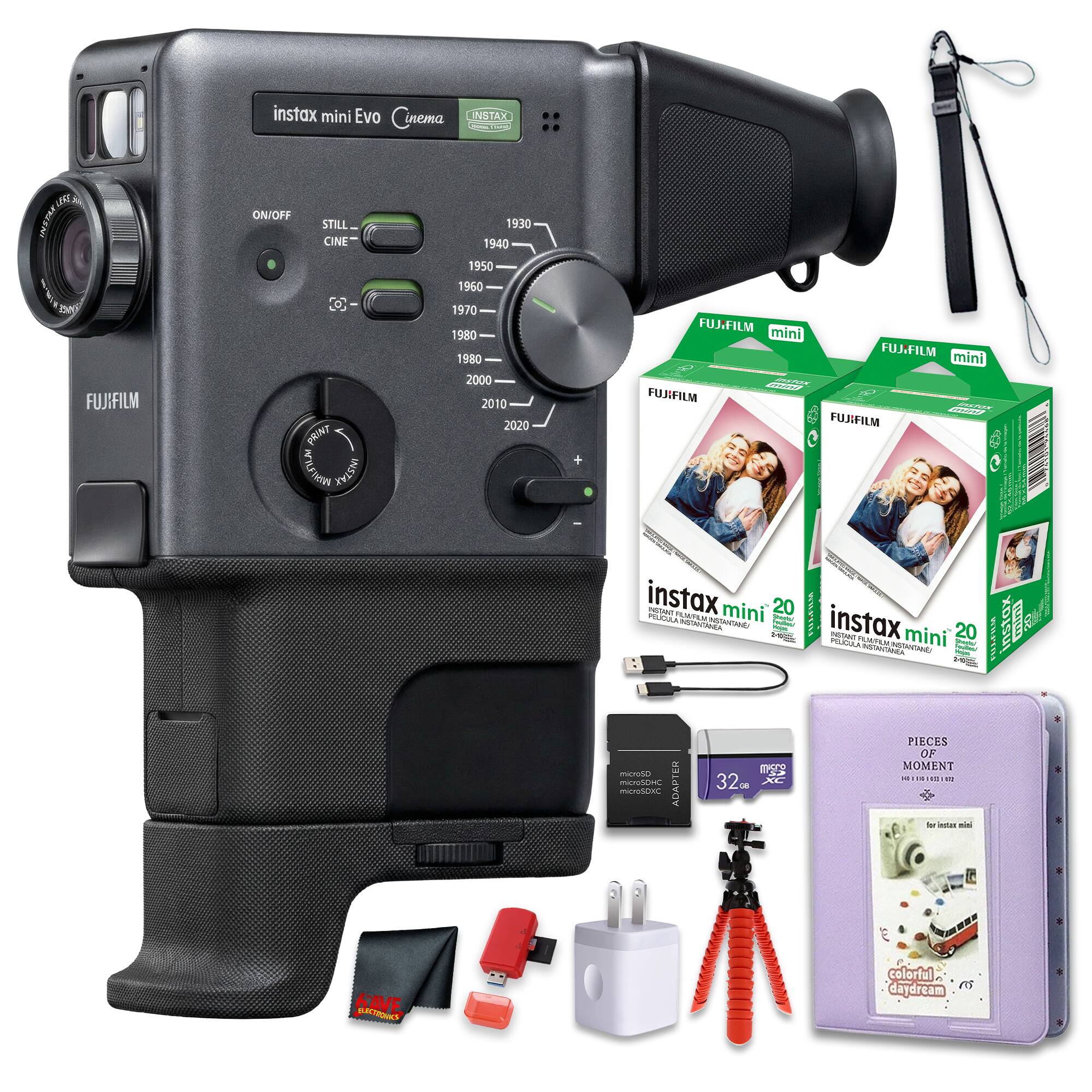instax mini Evo Cinema  
FUJIFILM  
ON/OFF  
STILL CINE  
INSTAX  
1930 1940 1950 1960 1970 1980 1990 2000 2010 2020  
FUJ.FILM mini  
FUJ.FILM mini L  
instax mini 20  
PIECES OF MOMENT  
colorful daydream