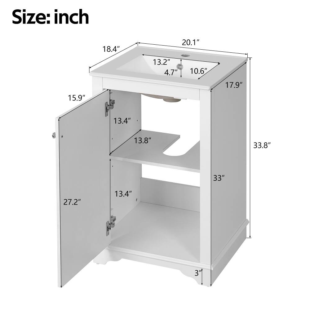 Size: inch

18.4"
20.1"
13.2" 4.7"
10.6"
17.9"
15.9"
13.4"
13.8"
33.8"
33"
27.2"
13.4"
3"