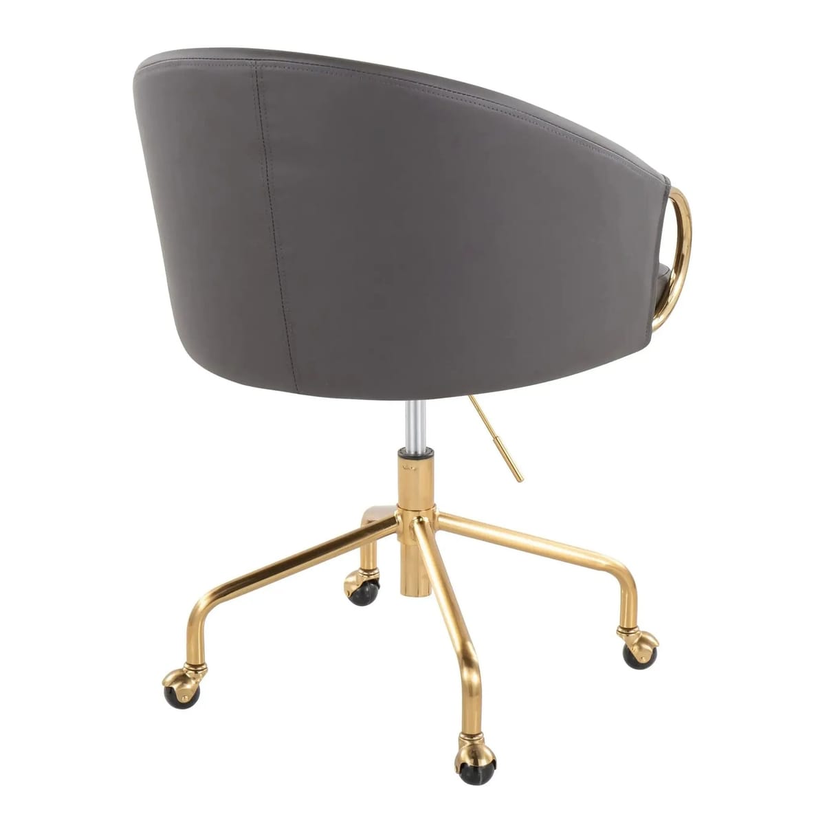Left. LumiSource - Claire Task Chair Glam Gold Metal Frame Grey Faux Leather - Grey.