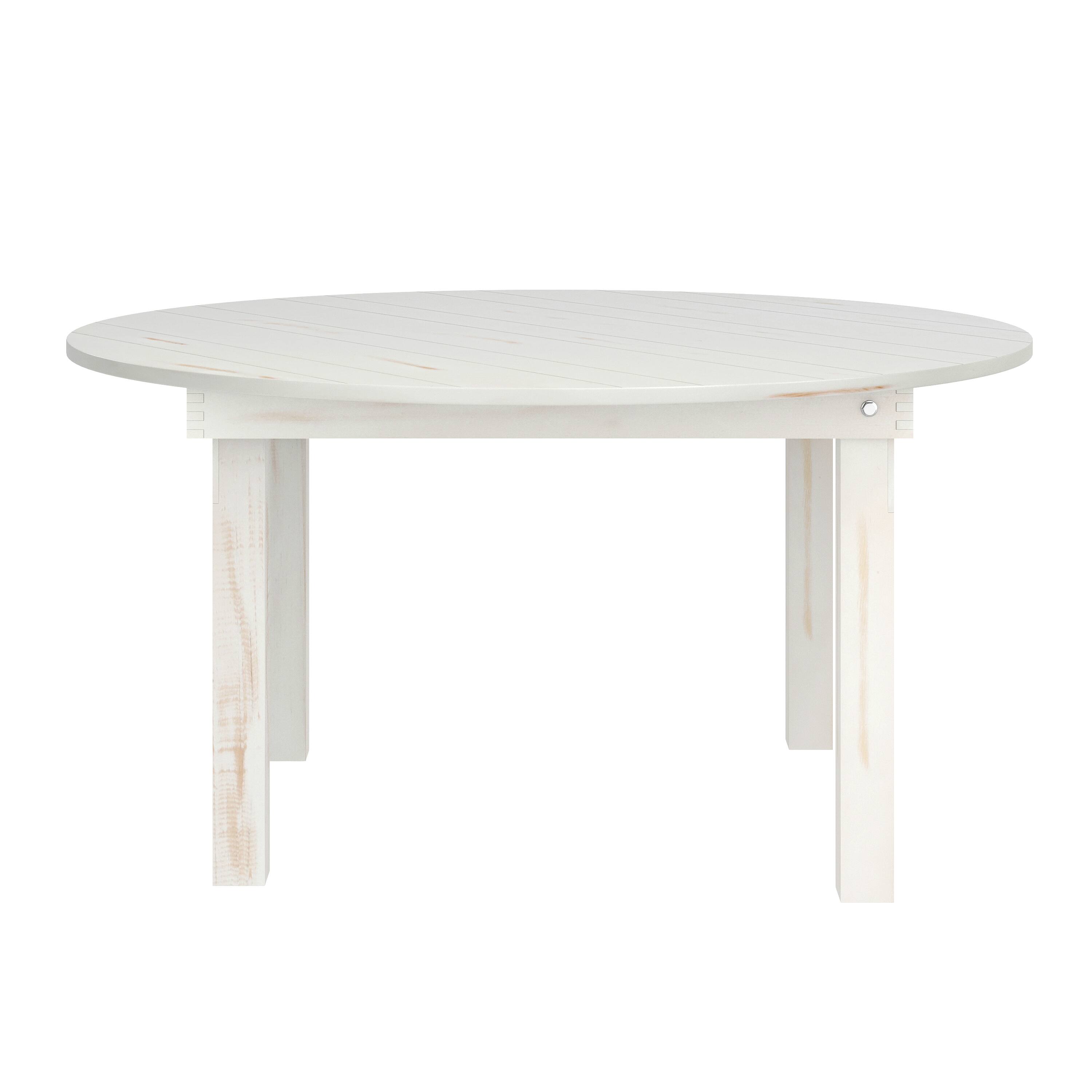 Flash Furniture - HERCULES 60" Round Commercial Farmhouse Folding Table, Antique Rustic Solid Pine Dining Room Table with Foldable L - White