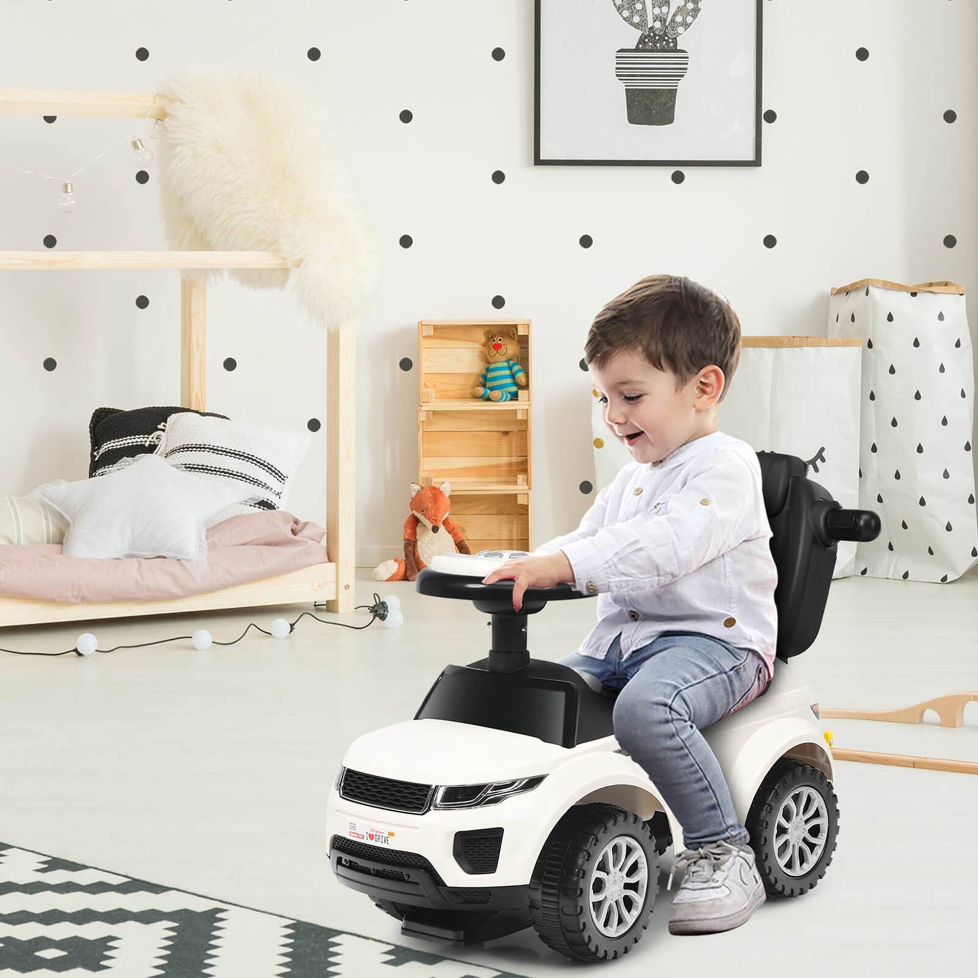 Alt View 4. Costway - Costway 3 in 1 Ride on Push Car Toddler Stroller Sliding Car w/Music - White.