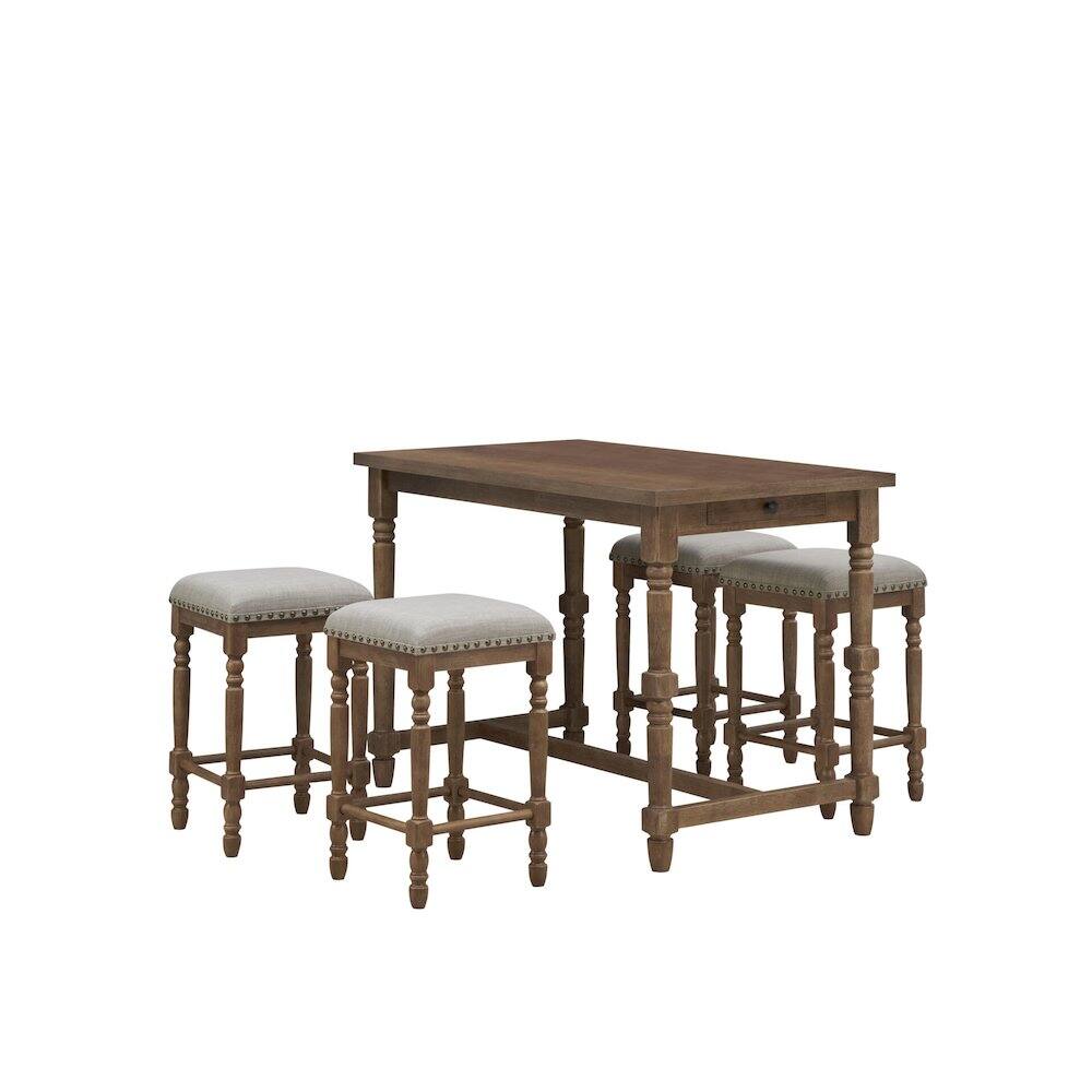Alt View 7. Carolina Chair & Table - Brittany Bar Table with 4 Counter Stools - Vintage Walnut - Vintage Walnut.