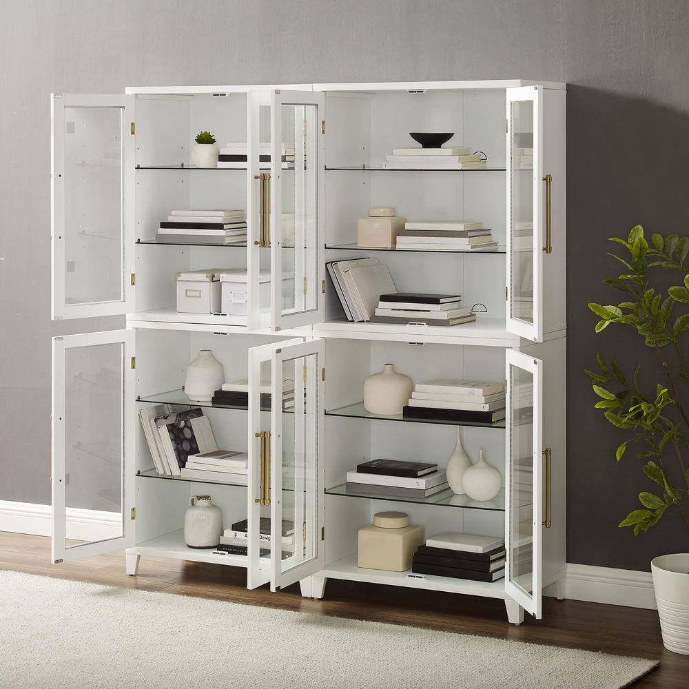 Alt View 9. Crosley Furniture - Roarke 2Pc Glass Door Kitchen Pantry Storage Cabinet Set - 2 Pantries - White.