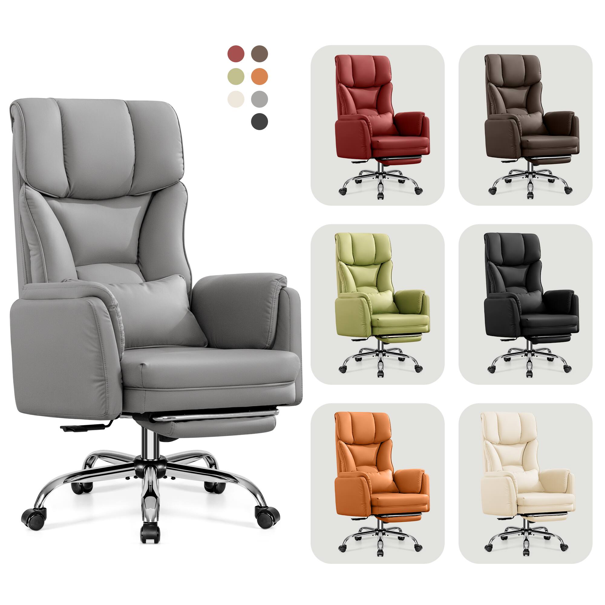 Alt View 8. Brick Attic - 500LBS Plus Ergonomic Office Chair with Footrest, Wide Cross Legged Executive Chair with Reversible Armrests, 120°Tilt - Grey.