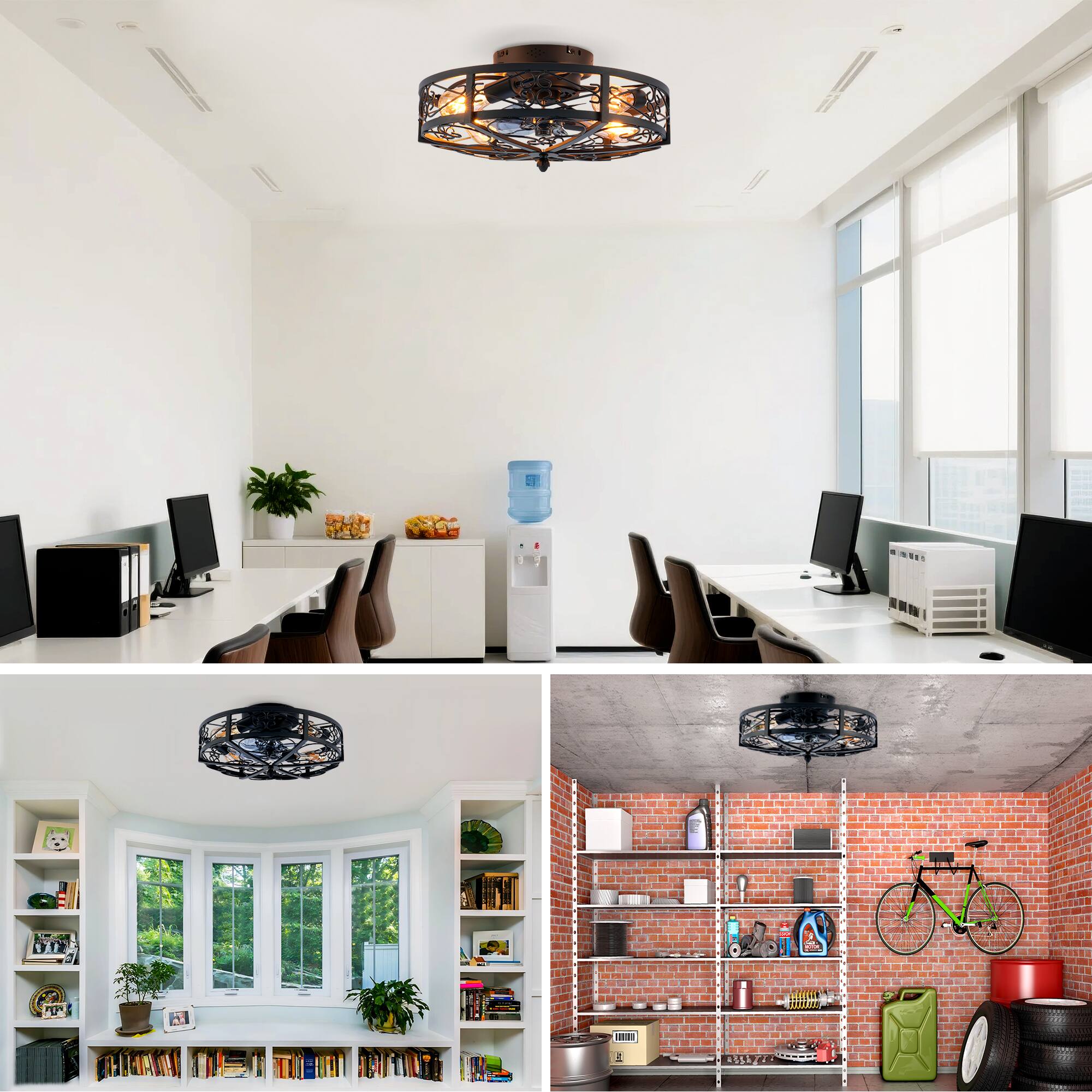 Alt View 2. GOODSILO - 20'' Ceiling Fan with Remote, 6-Speed, Reversible Motor, Timer (Bulbs Not Included) - Matte Black.