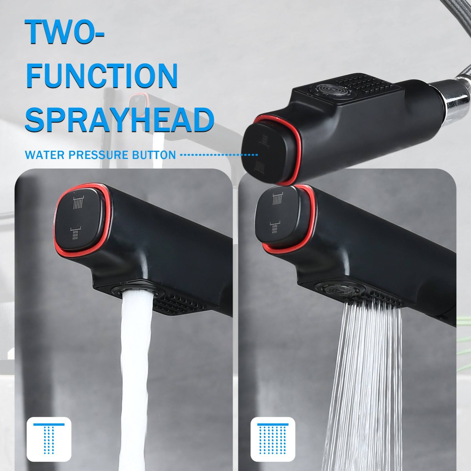 TWO-FUNCTION SPRAYHEAD  
WATER PRESSURE BUTTON