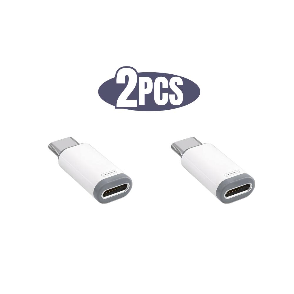 Alt View 4. Qixxronics - Lightning to USB-C Adapter, Lightning to Type-C Adapter (2 Pack) - White.