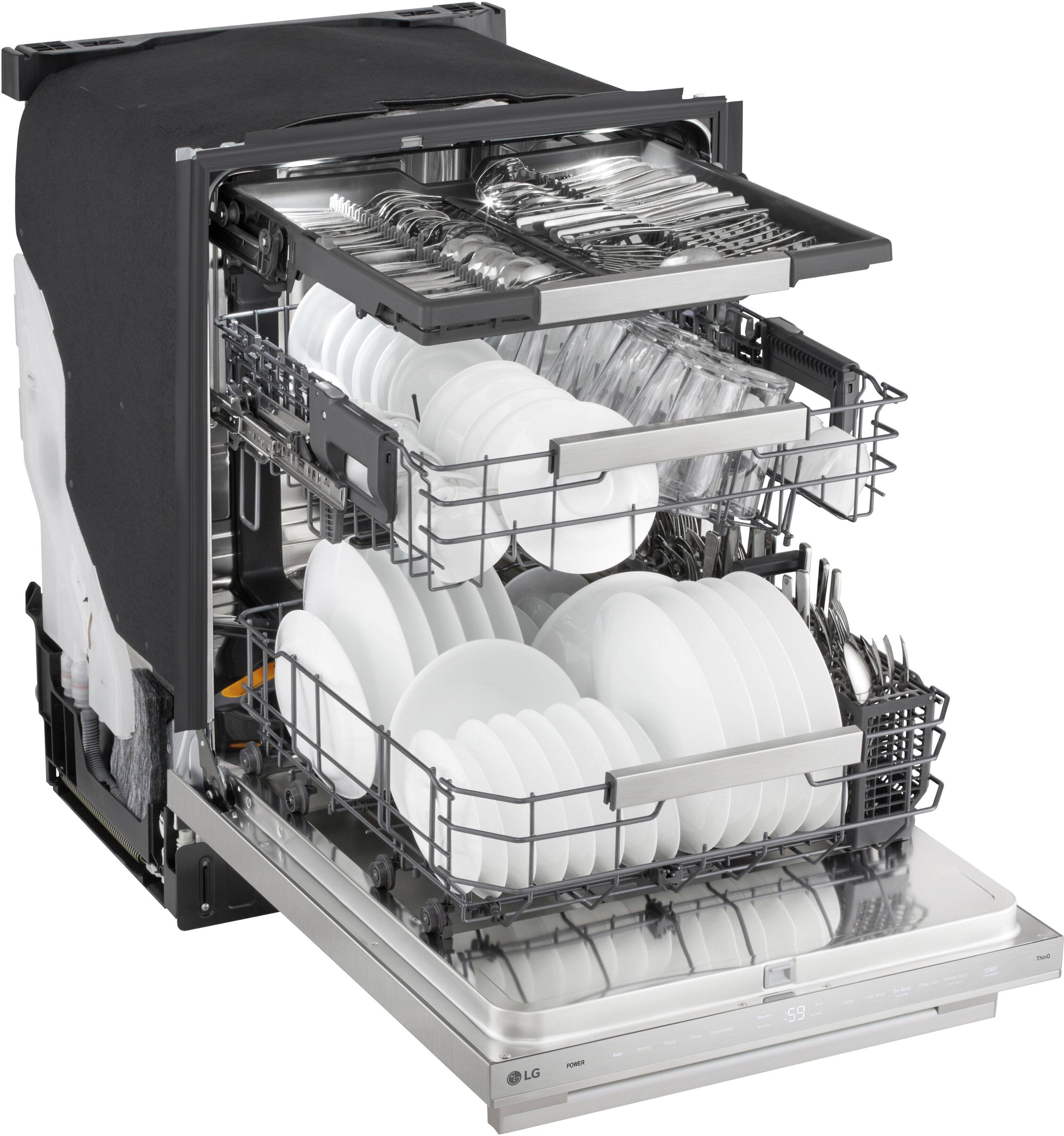 Alt View 13. LG - FlushFit 24" Top Control Smart Built-In Stainless Steel Tub Dishwasher with 3rd Rack, 1 Hour Wash & Dry Cycle and 42dBA - Stainless Steel.