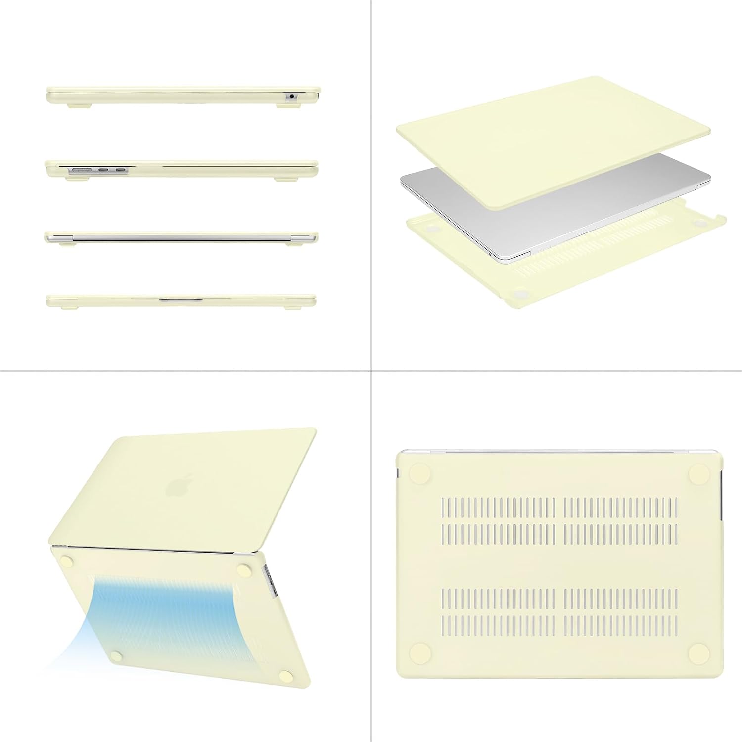 Alt View 1. mosiso - MacBook Air 15 inch Case for models A3448 A3241 A3114 A2941 (2023-2026) - Pastel Yellow.