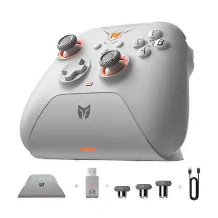 Front. BigBig Won - BIGBIG WON Gale Hall Bluetooth Wireless Controller with Hall Effect Triggers with Charging Dock for Switch, PC, Android - Gray.